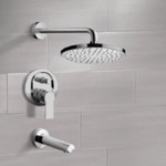 Remer TSF50 Chrome Tub and Shower Faucet Set With Rain Shower Head